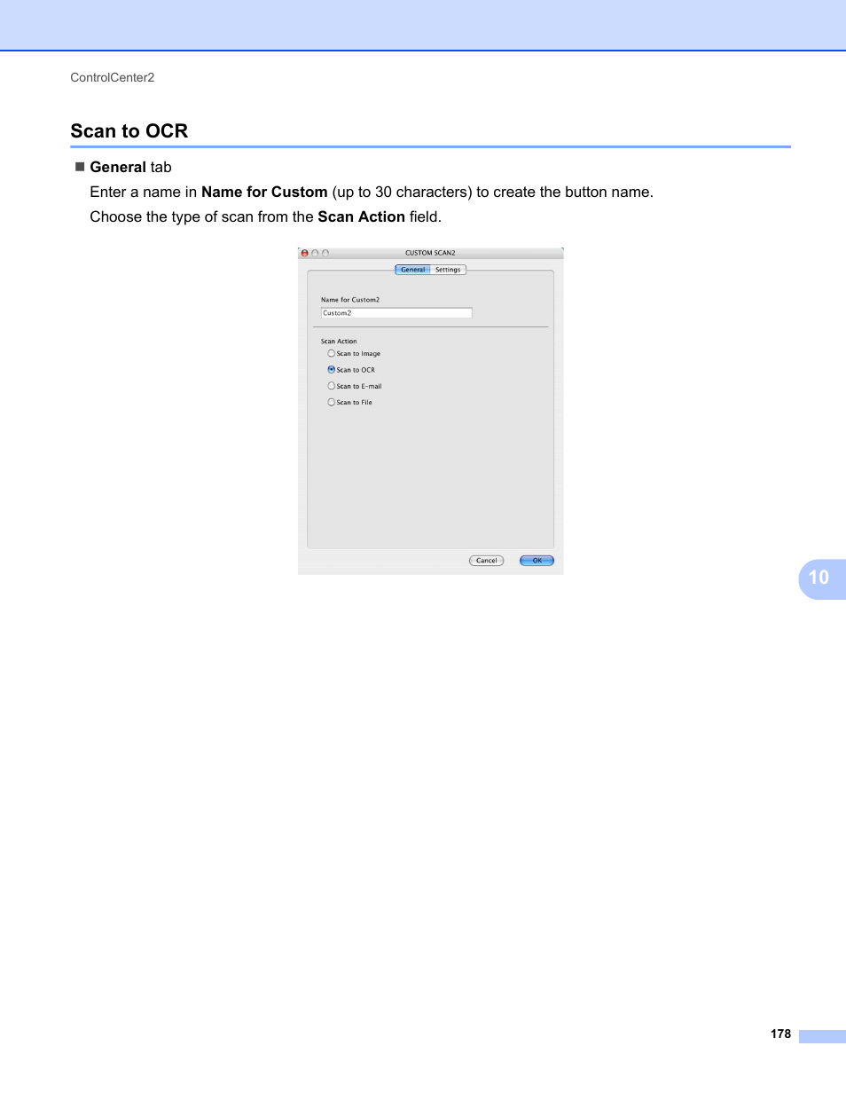 Scan to ocr, 10 scan to ocr | Brother MFC 7360N User Manual | Page 186 / 218