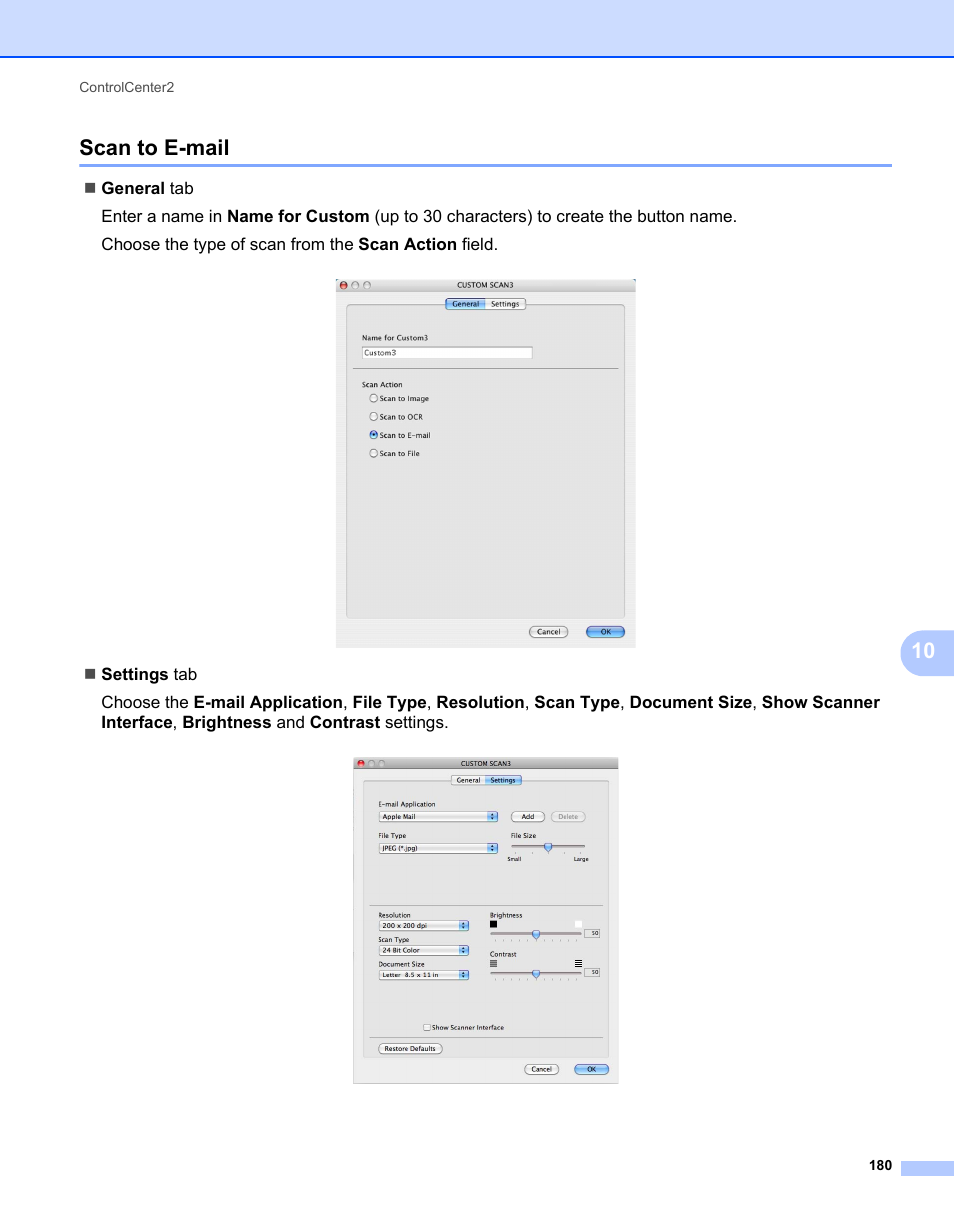 Scan to e-mail, 10 scan to e-mail | Brother MFC 7360N User Manual | Page 188 / 218