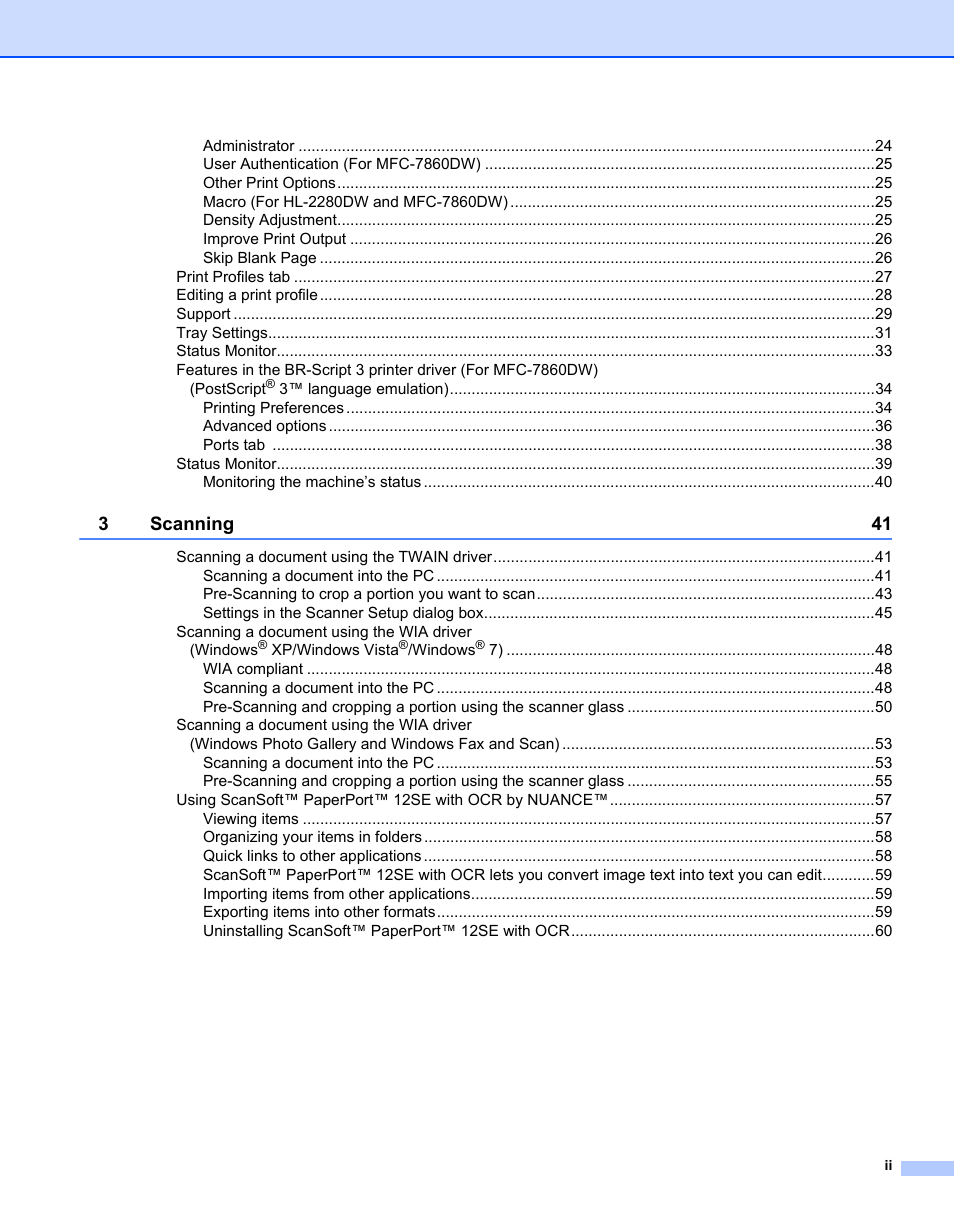 Brother MFC 7360N User Manual | Page 3 / 218