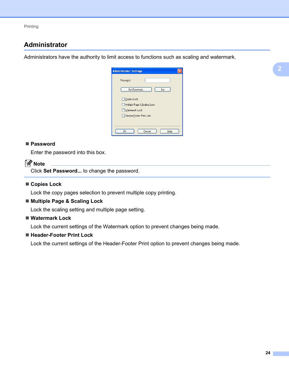 Administrator, 2administrator | Brother MFC 7360N User Manual | Page 32 / 218