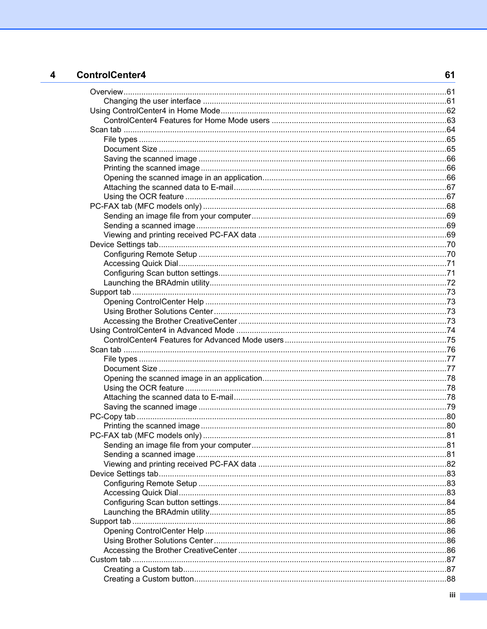 Brother MFC 7360N User Manual | Page 4 / 218