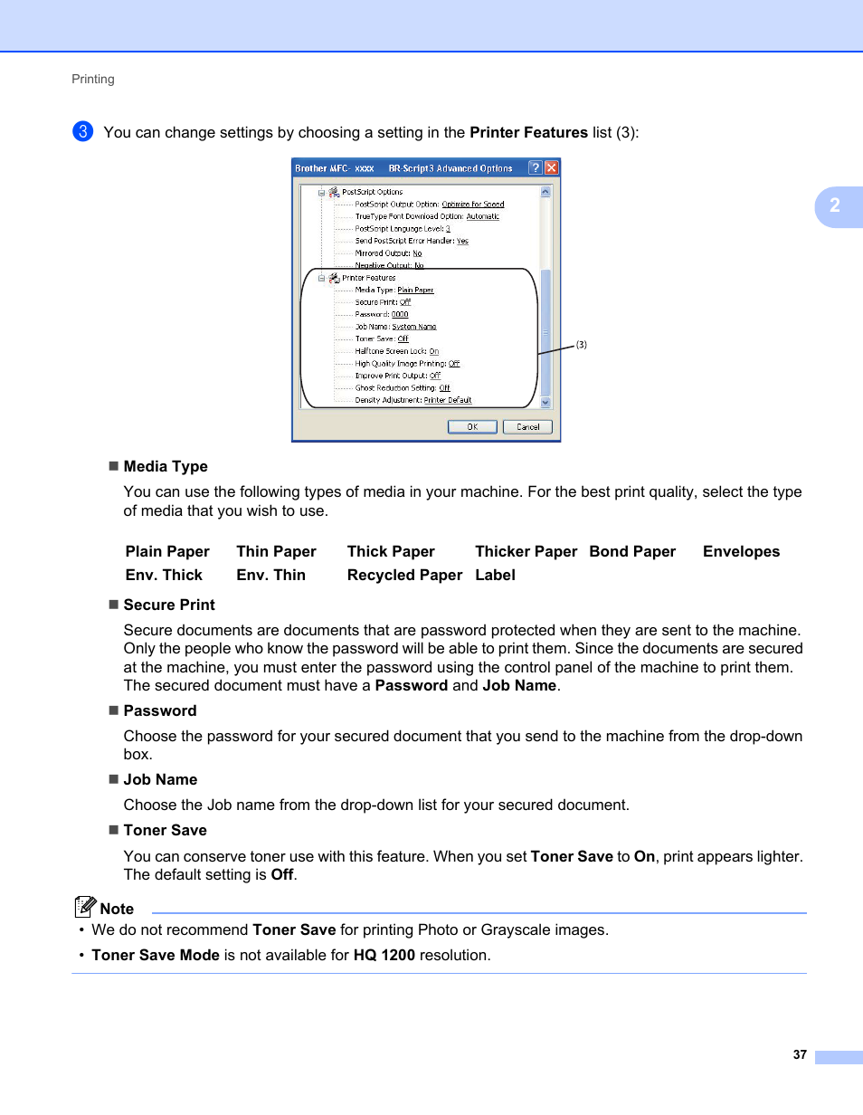 See secure print on pag | Brother MFC 7360N User Manual | Page 45 / 218