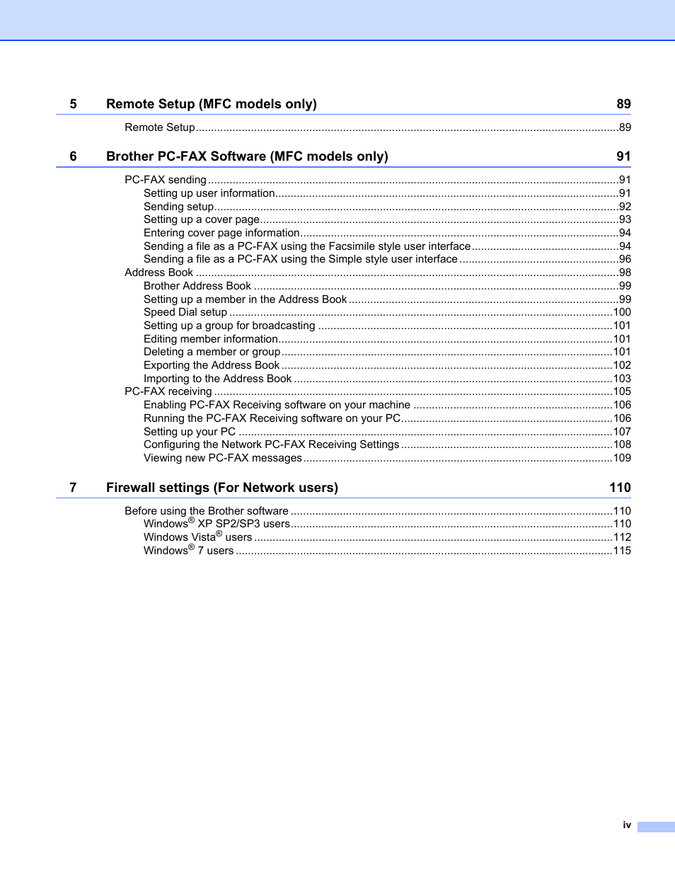 Brother MFC 7360N User Manual | Page 5 / 218