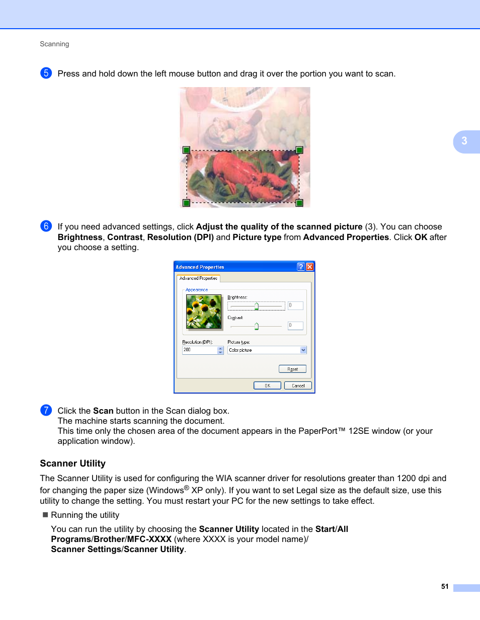 Scanner utility | Brother MFC 7360N User Manual | Page 59 / 218