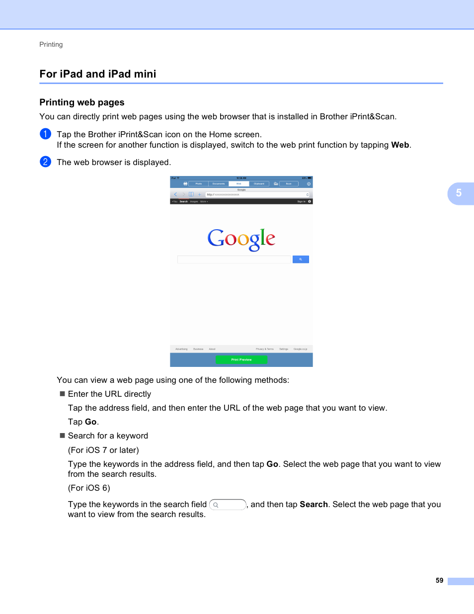 For ipad and ipad mini, 5for ipad and ipad mini | Brother Mobile Print/Scan for Brother iPrint&Scan User Manual | Page 63 / 115