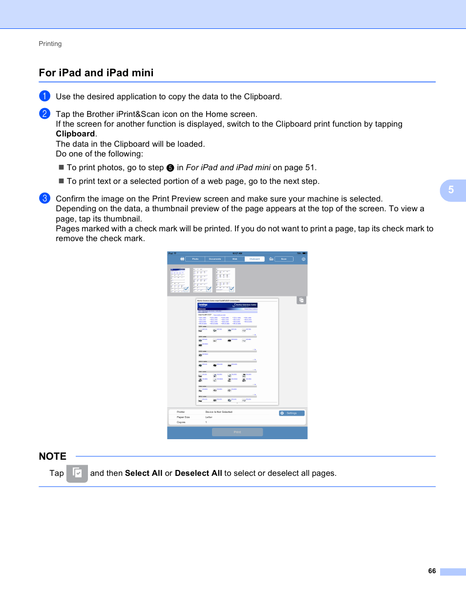 For ipad and ipad mini, 5for ipad and ipad mini | Brother Mobile Print/Scan for Brother iPrint&Scan User Manual | Page 70 / 115