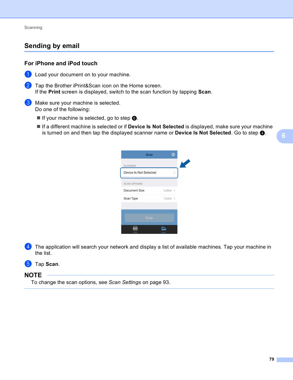 Sending by email, For iphone and ipod touch, 6sending by email | Brother Mobile Print/Scan for Brother iPrint&Scan User Manual | Page 83 / 115