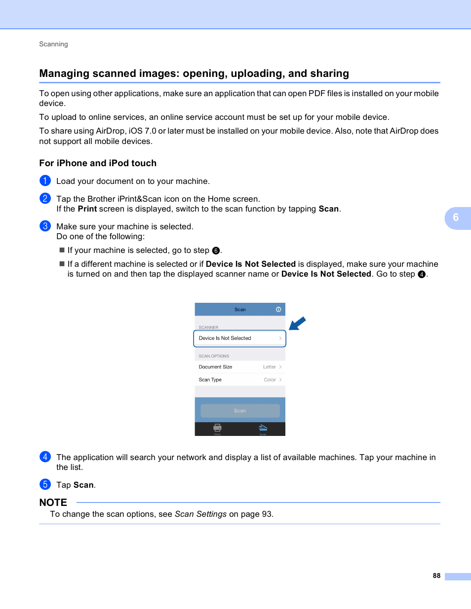 For iphone and ipod touch | Brother Mobile Print/Scan for Brother iPrint&Scan User Manual | Page 92 / 115