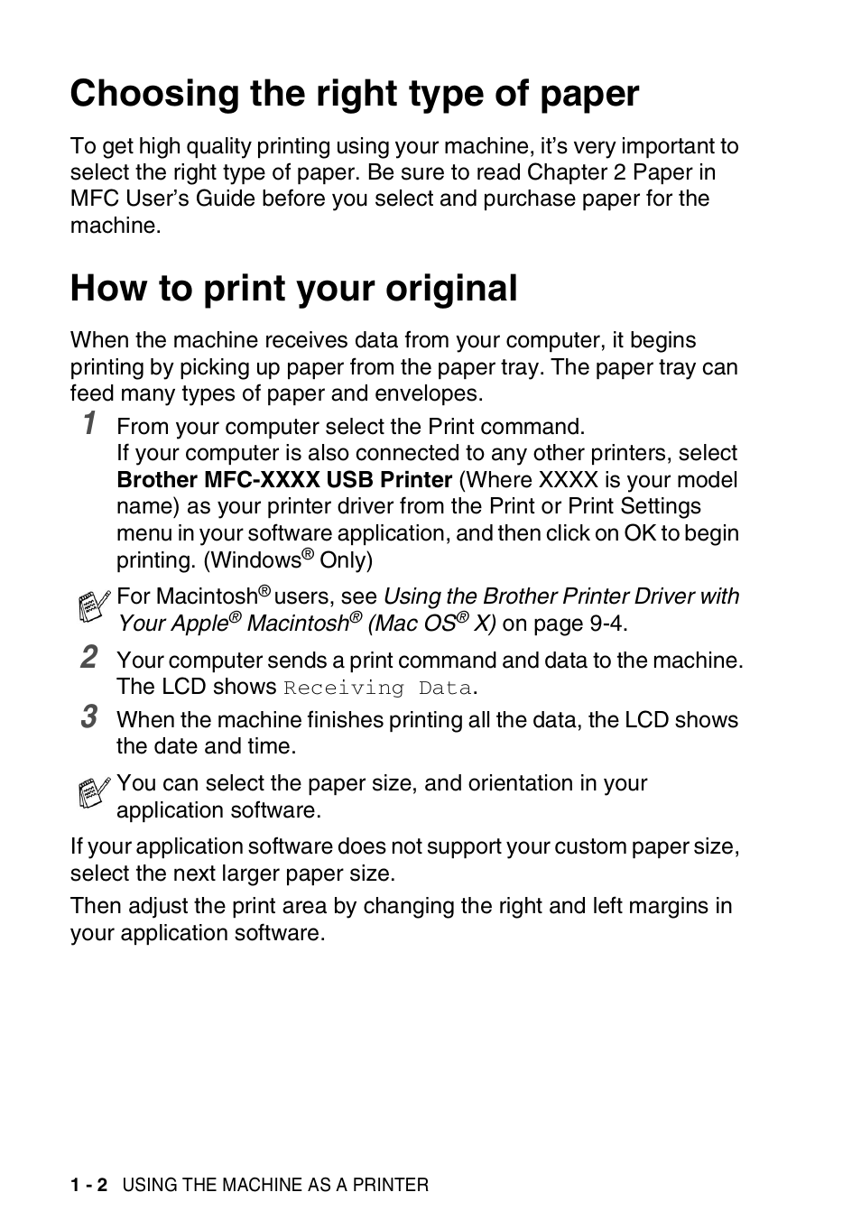 Choosing the right type of paper, How to print your original | Brother MFC-3420C User Manual | Page 10 / 181