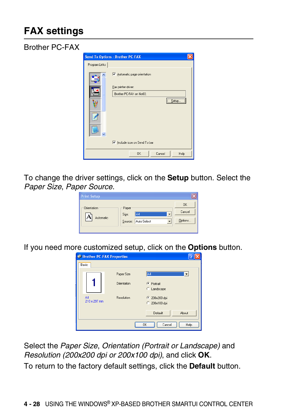 Fax settings, Fax settings -28 | Brother MFC-3420C User Manual | Page 104 / 181