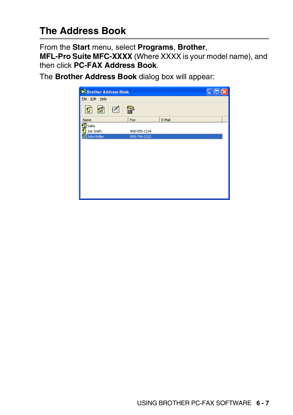 The address book, The address book -7 | Brother MFC-3420C User Manual | Page 119 / 181