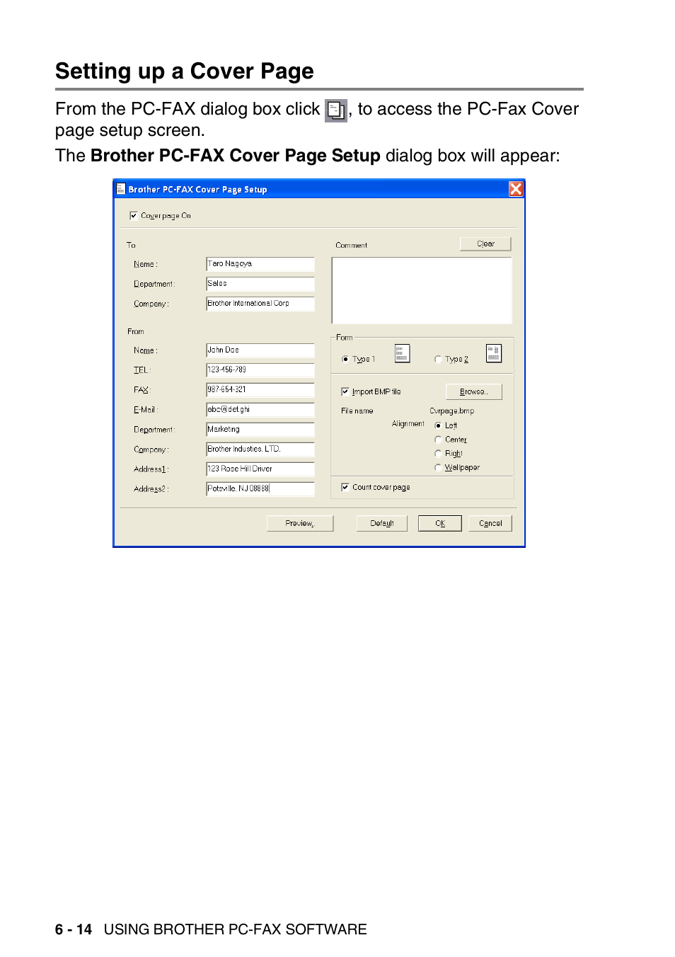 Setting up a cover page | Brother MFC-3420C User Manual | Page 126 / 181