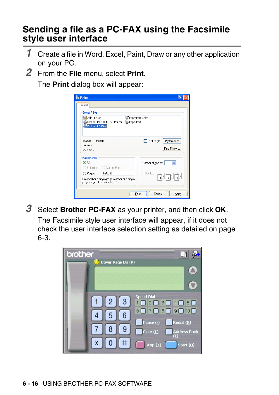 Sending a file as a pc-fax using the facsimile, Style user interface -16 | Brother MFC-3420C User Manual | Page 128 / 181
