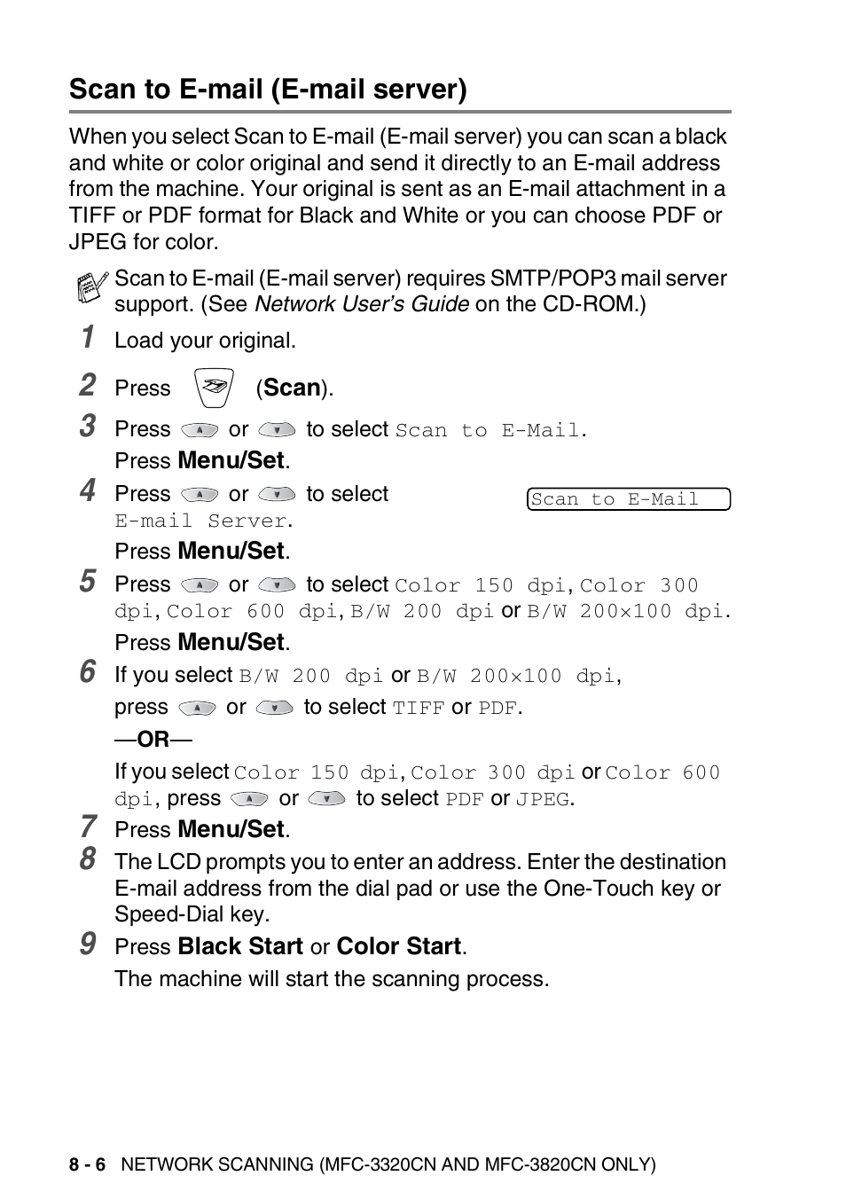 Scan to e-mail (e-mail server), Scan to e-mail (e-mail server) -6 | Brother MFC-3420C User Manual | Page 152 / 181