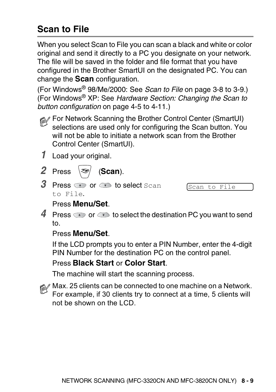 Scan to file, Scan to file -9 | Brother MFC-3420C User Manual | Page 155 / 181