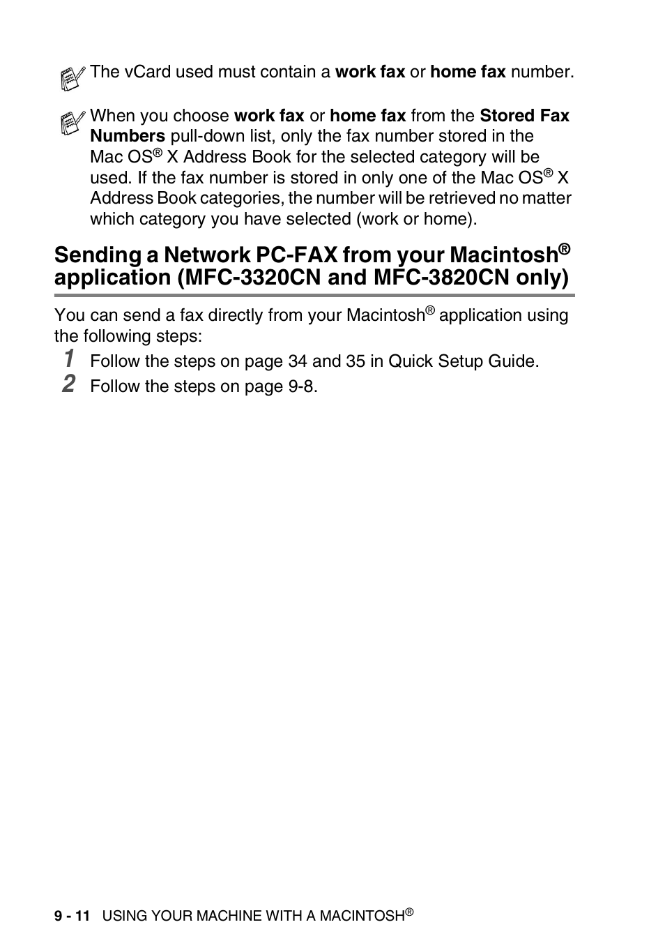 Sending a network pc-fax from your macintosh, Application (mfc-3320cn and mfc-3820cn only) -11 | Brother MFC-3420C User Manual | Page 166 / 181