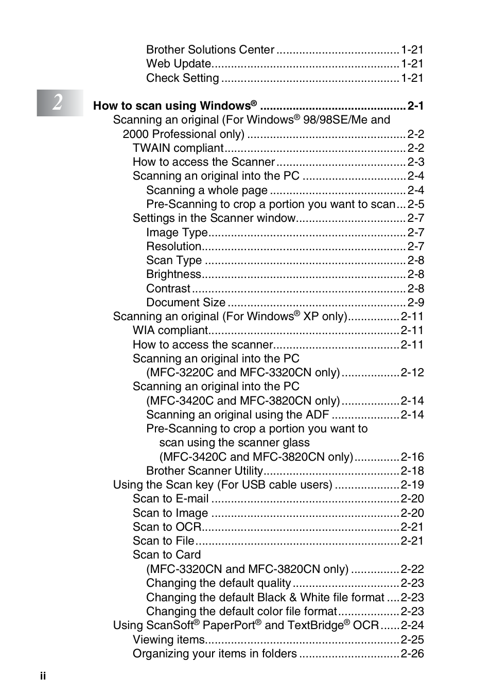 Brother MFC-3420C User Manual | Page 3 / 181