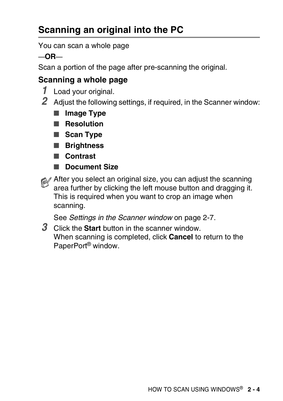 Scanning an original into the pc, Scanning an original into the pc -4 | Brother MFC-3420C User Manual | Page 33 / 181