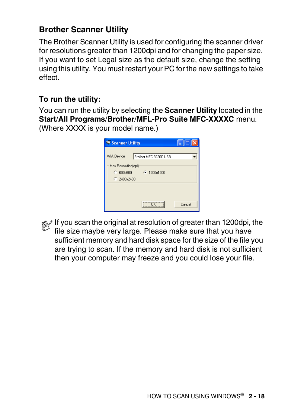 Brother scanner utility, Brother scanner utility -18 | Brother MFC-3420C User Manual | Page 47 / 181