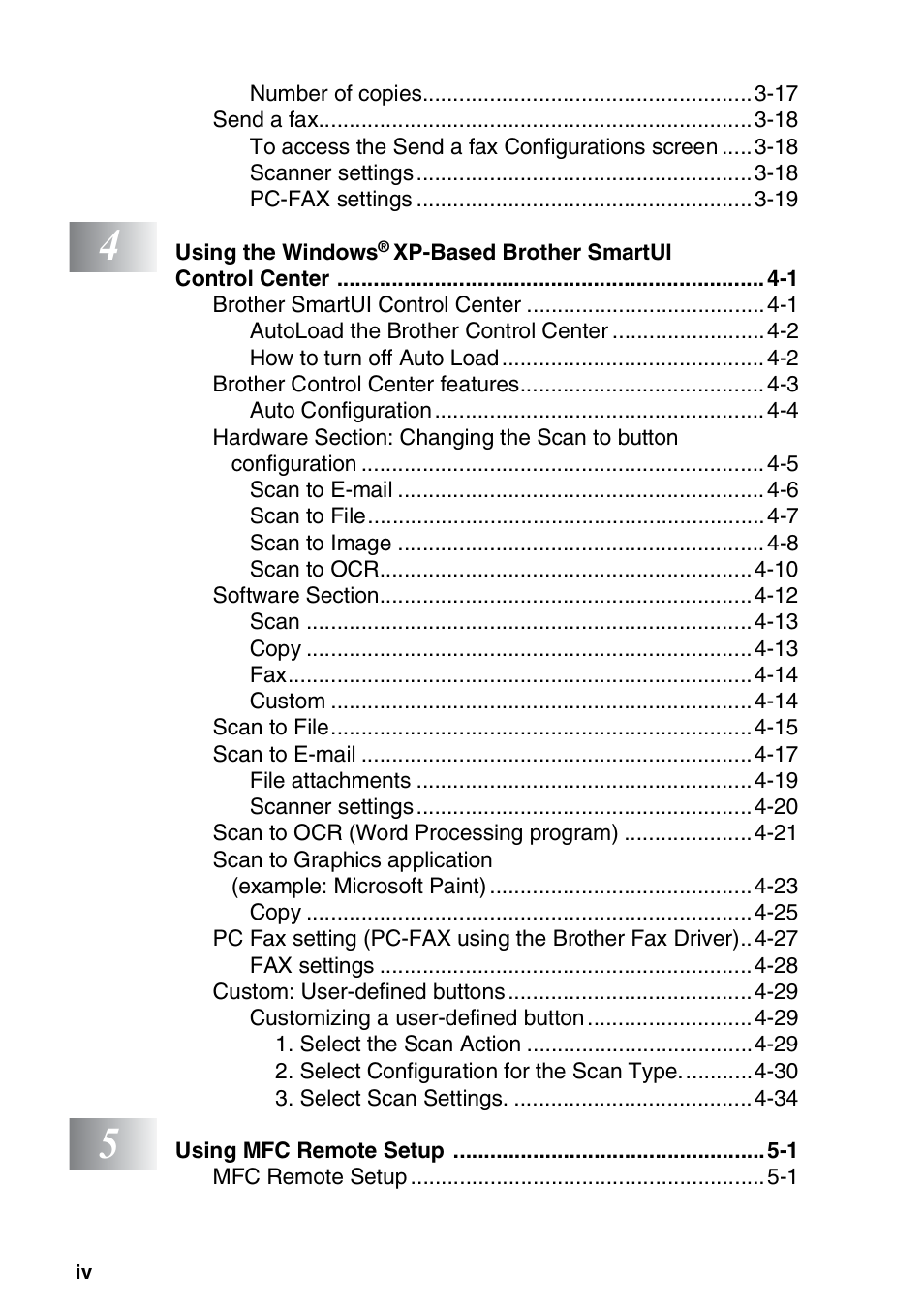 Brother MFC-3420C User Manual | Page 5 / 181