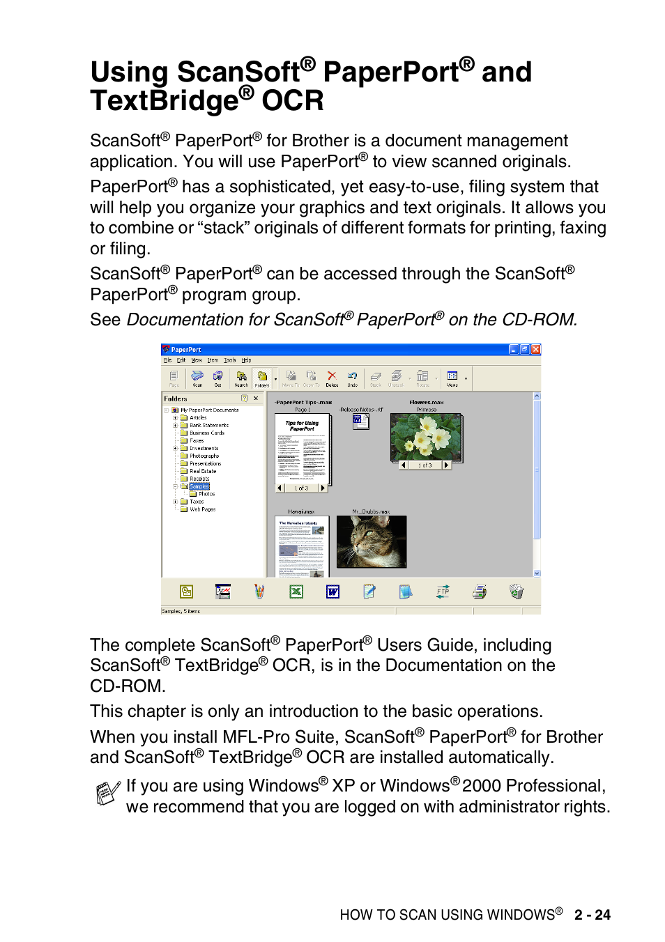 Using scansoft® paperport® and textbridge® ocr, Using scansoft, Paperport | And textbridge, Ocr -24, Ocr on | Brother MFC-3420C User Manual | Page 53 / 181