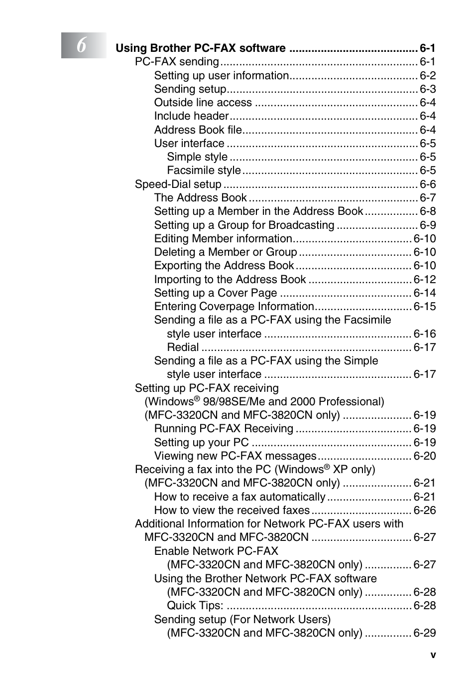 Brother MFC-3420C User Manual | Page 6 / 181