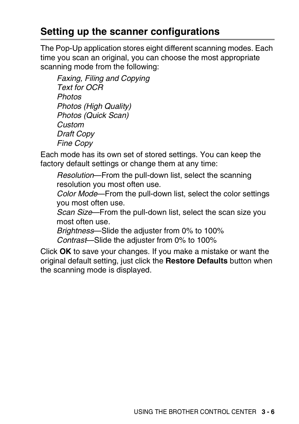 Setting up the scanner configurations, Setting up the scanner configurations -6 | Brother MFC-3420C User Manual | Page 63 / 181