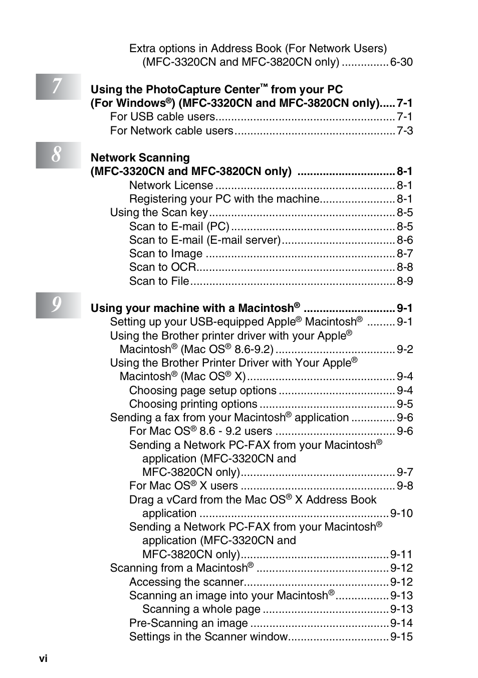 Brother MFC-3420C User Manual | Page 7 / 181