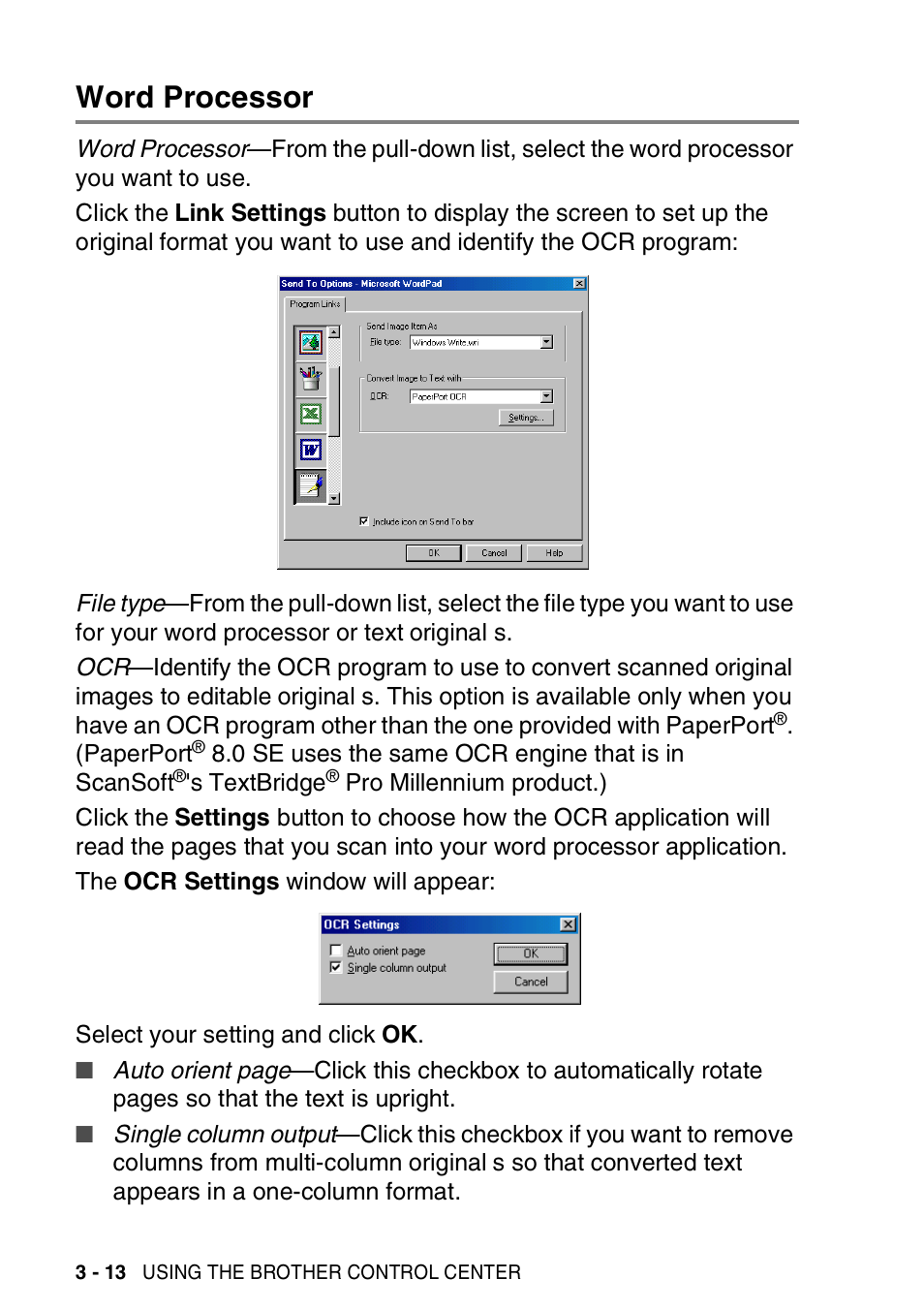 Word processor, Word processor -13 | Brother MFC-3420C User Manual | Page 70 / 181