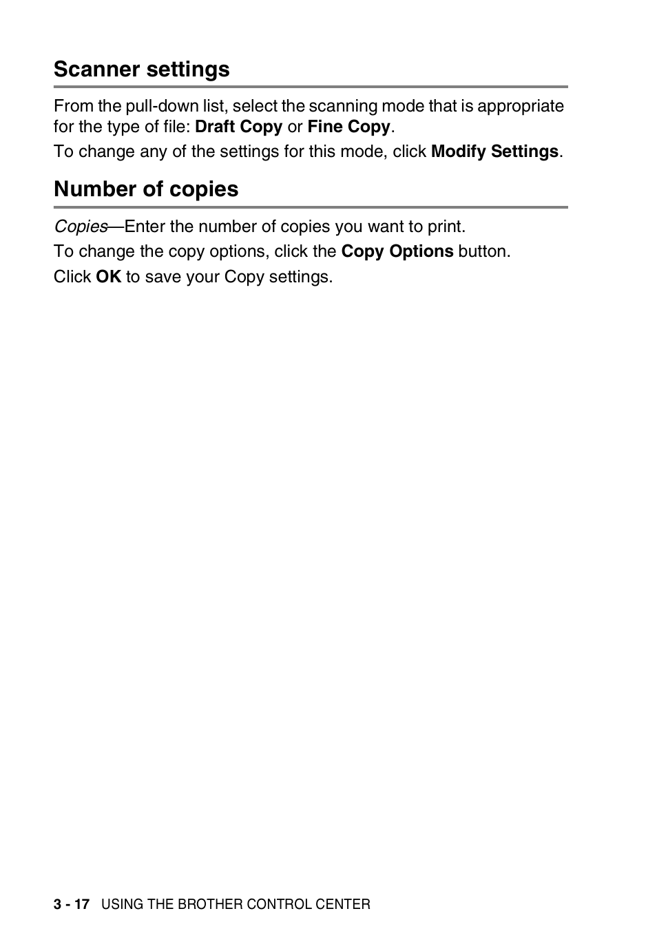 Scanner settings, Number of copies, Scanner settings -17 | Number of copies -17 | Brother MFC-3420C User Manual | Page 74 / 181