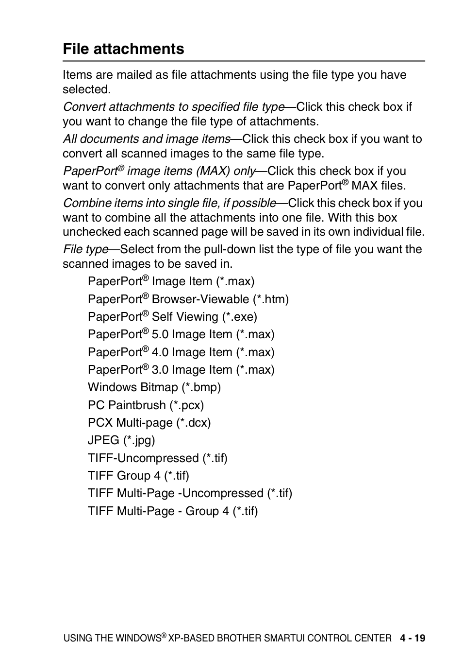 File attachments, File attachments -19 | Brother MFC-3420C User Manual | Page 95 / 181