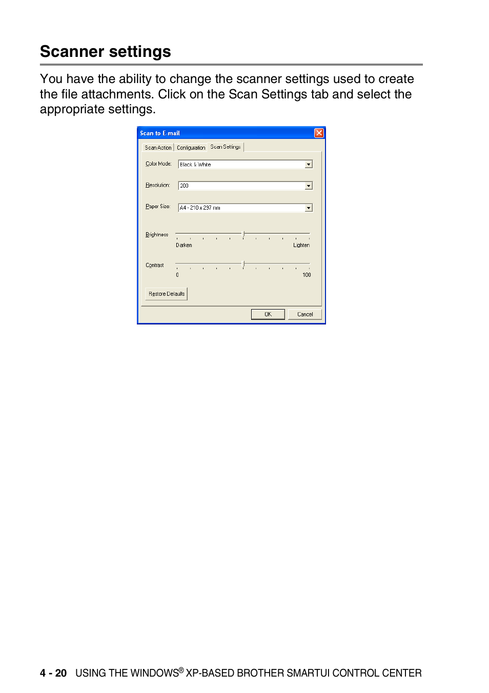 Scanner settings, Scanner settings -20 | Brother MFC-3420C User Manual | Page 96 / 181