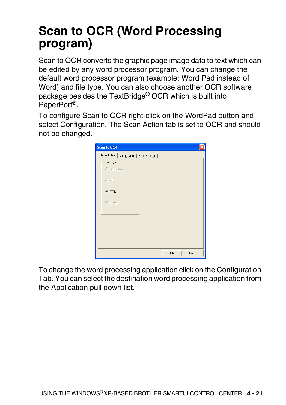 Scan to ocr (word processing program), Scan to ocr (word processing program) -21 | Brother MFC-3420C User Manual | Page 97 / 181