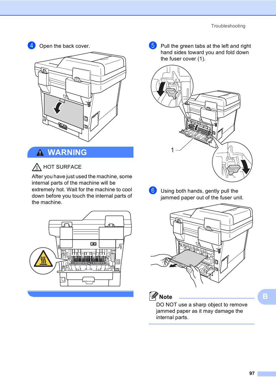 Warning | Brother MFC-8510DN User Manual | Page 109 / 202