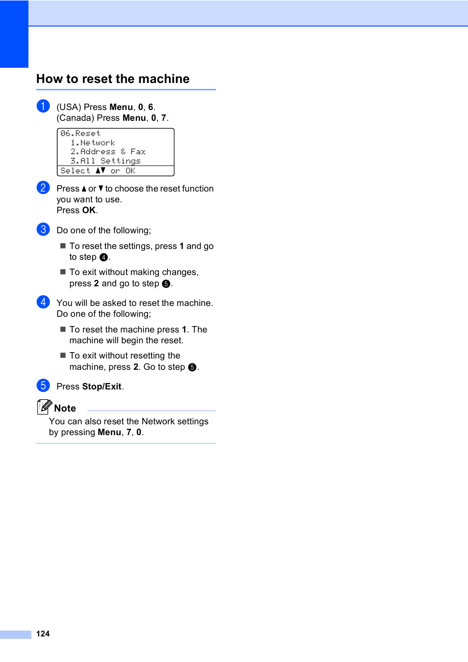 How to reset the machine | Brother MFC-8510DN User Manual | Page 136 / 202