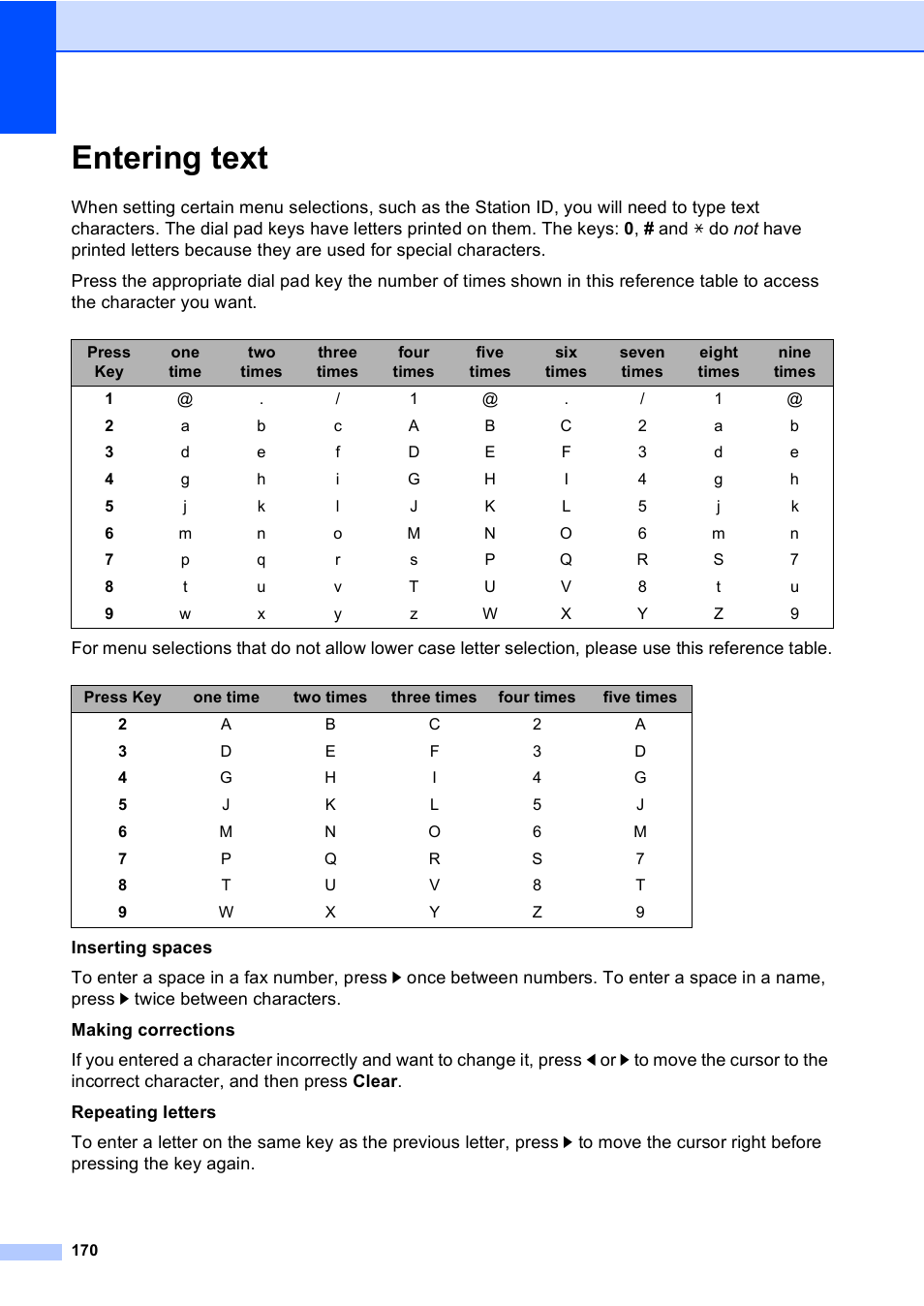 Entering text, Entering text uu | Brother MFC-8510DN User Manual | Page 182 / 202