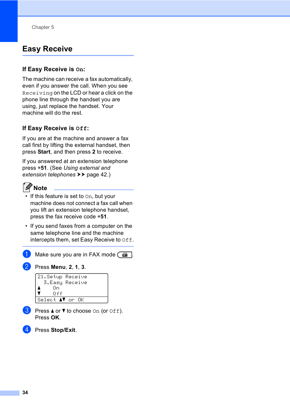 Easy receive, If easy receive is on, If easy receive is off | Brother MFC-8510DN User Manual | Page 46 / 202