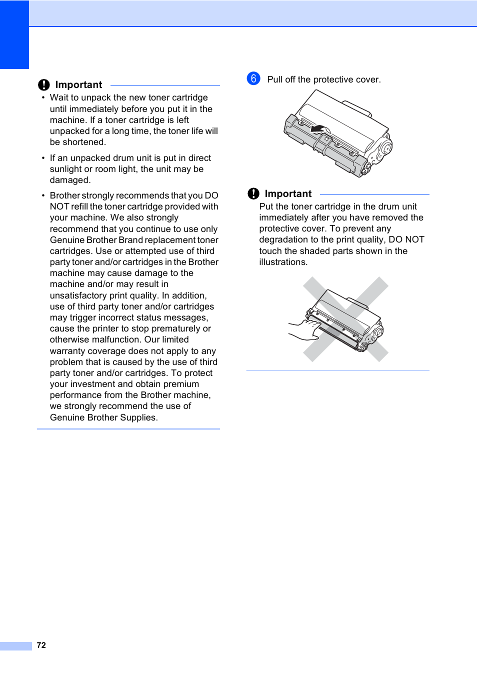 Important | Brother MFC-8510DN User Manual | Page 84 / 202