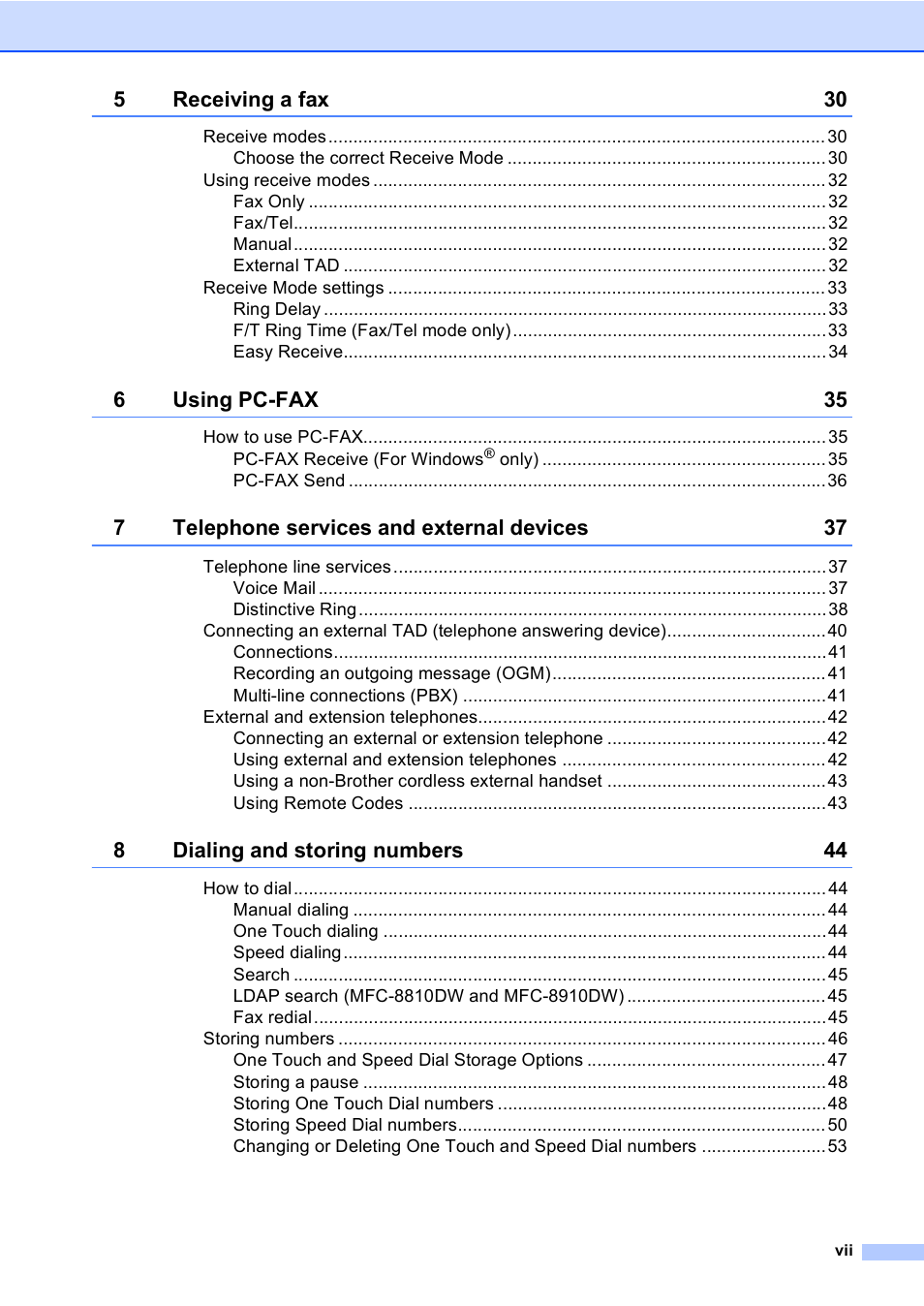Brother MFC-8510DN User Manual | Page 9 / 202