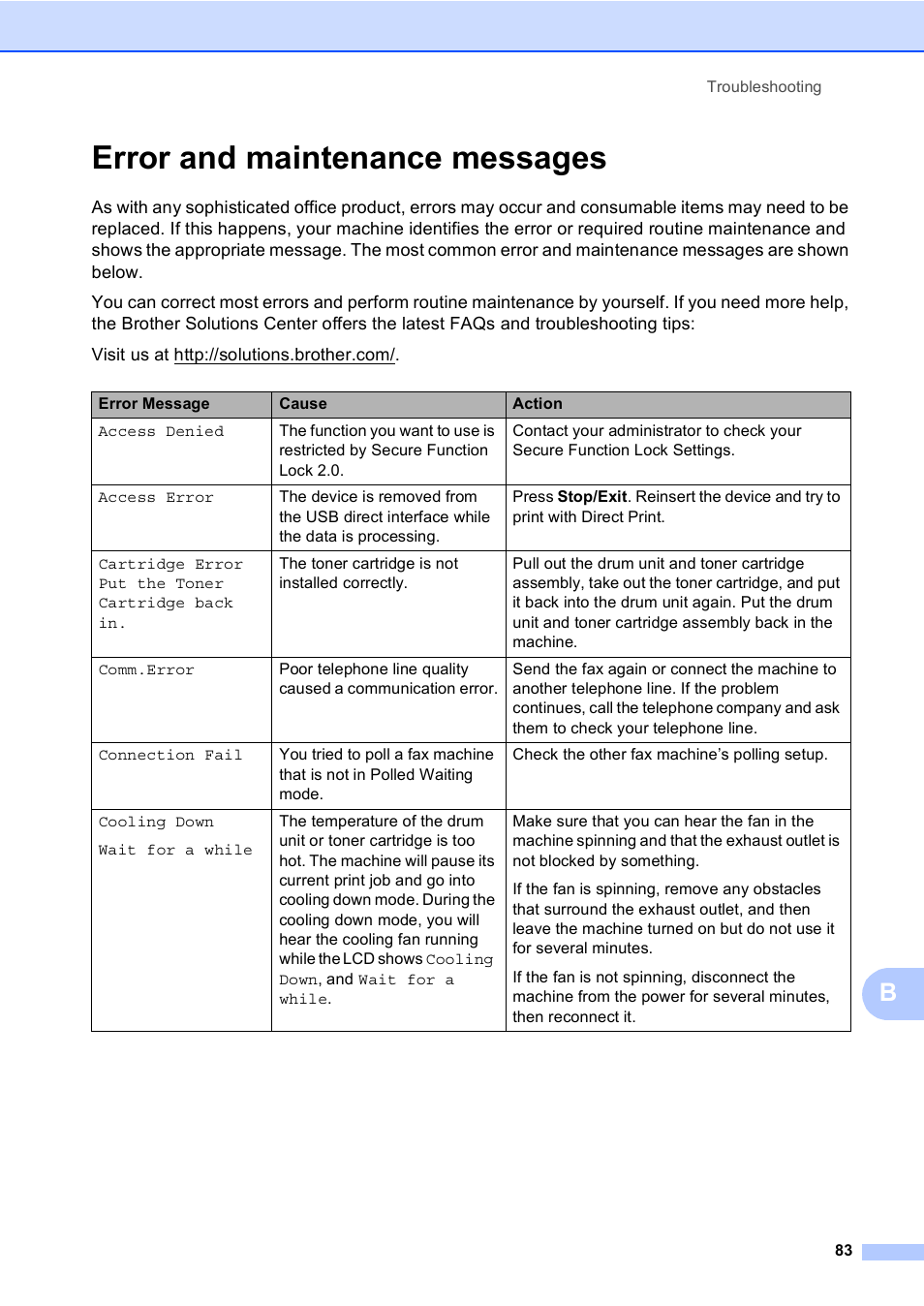 Error and maintenance messages, Error and maintenance messages uu | Brother MFC-8510DN User Manual | Page 95 / 202