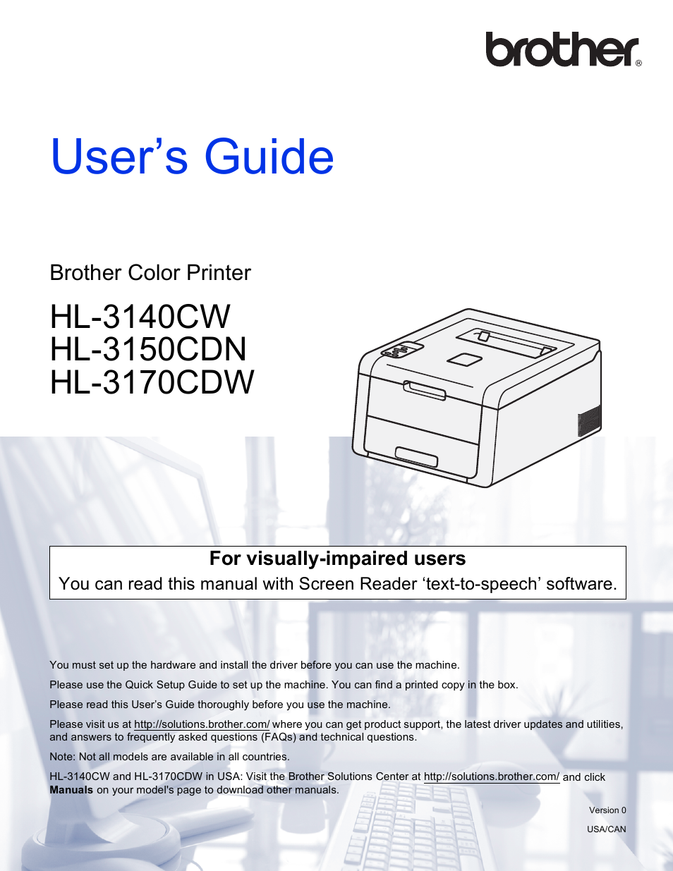Brother HL-3170CDW User Manual | 206 pages