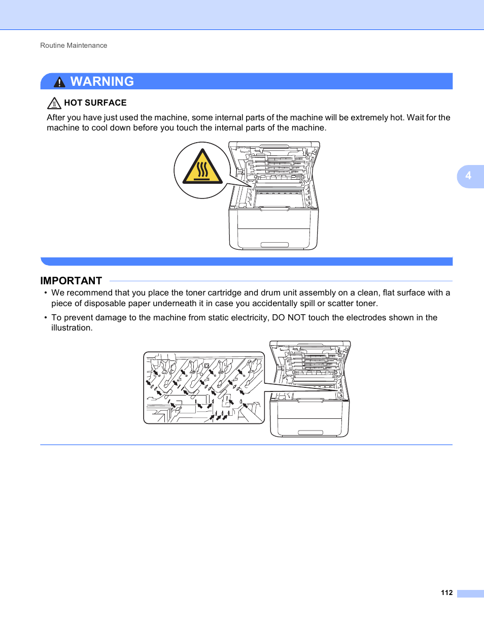 Warning, Important | Brother HL-3170CDW User Manual | Page 118 / 206