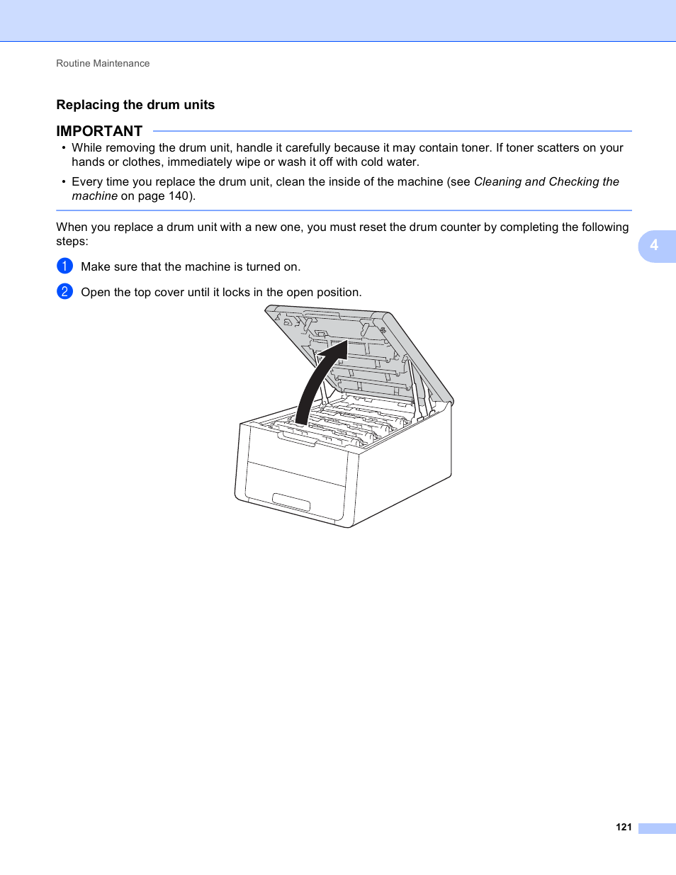 Replacing the drum units, Important | Brother HL-3170CDW User Manual | Page 127 / 206