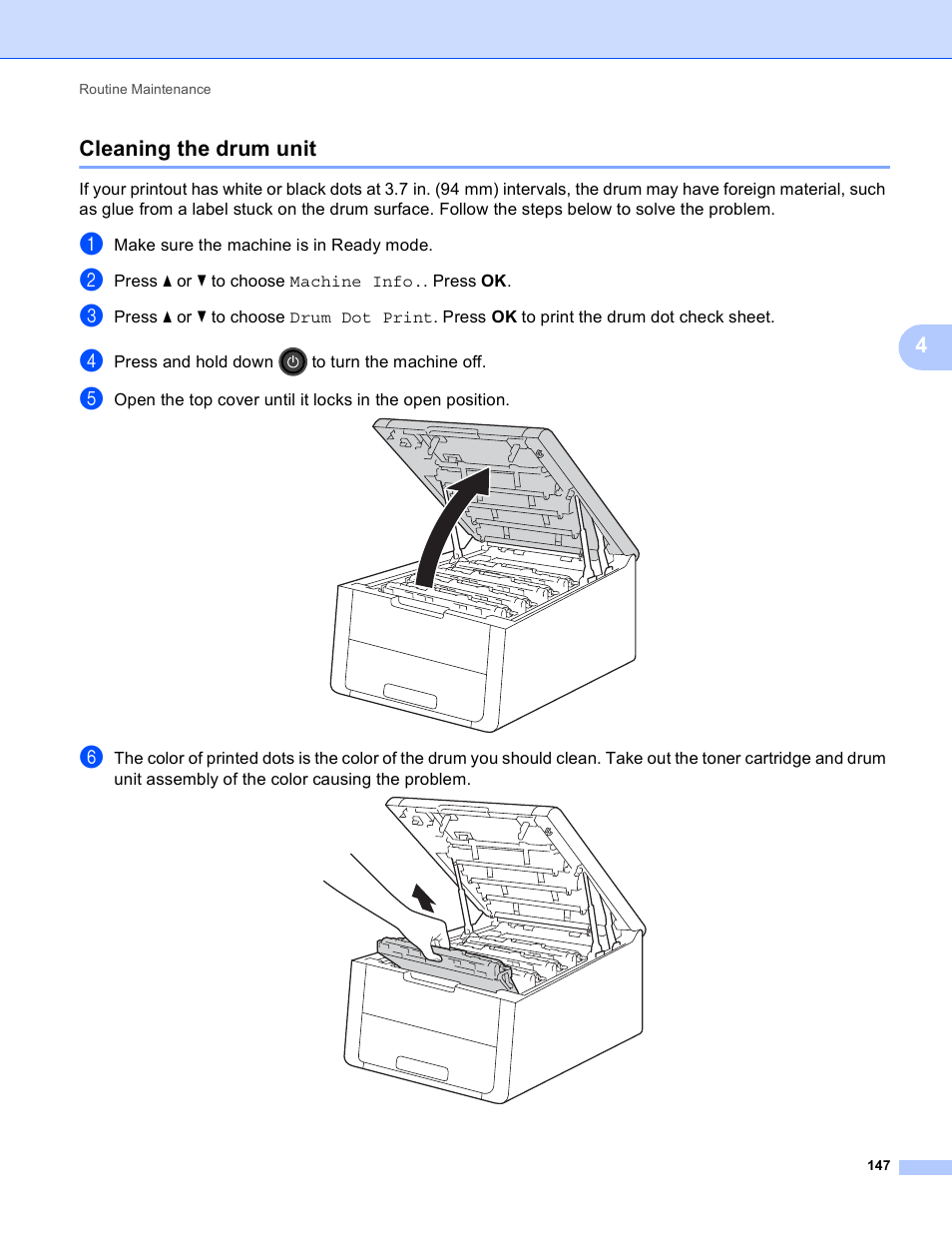 Cleaning the drum unit, 4cleaning the drum unit | Brother HL-3170CDW User Manual | Page 153 / 206