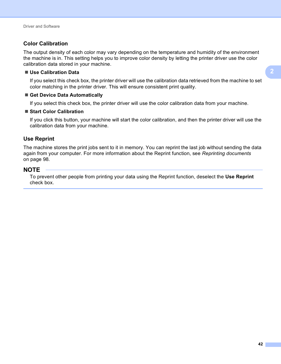 Color calibration, Use reprint | Brother HL-3170CDW User Manual | Page 48 / 206