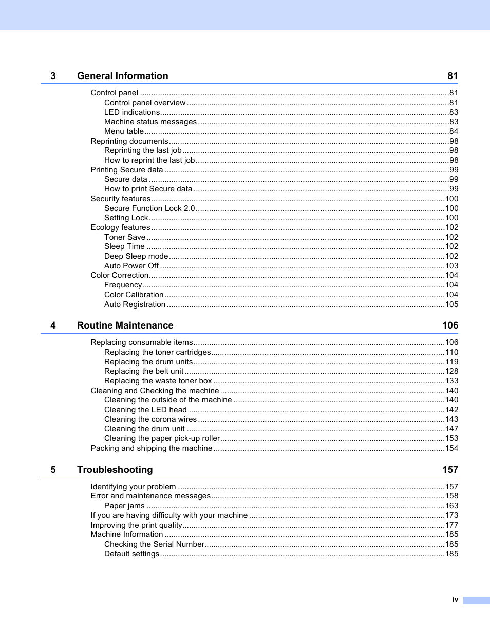 Brother HL-3170CDW User Manual | Page 5 / 206