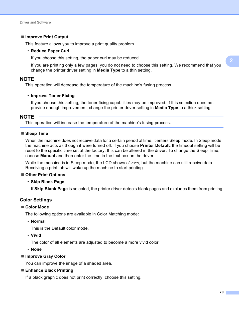 Color settings | Brother HL-3170CDW User Manual | Page 76 / 206