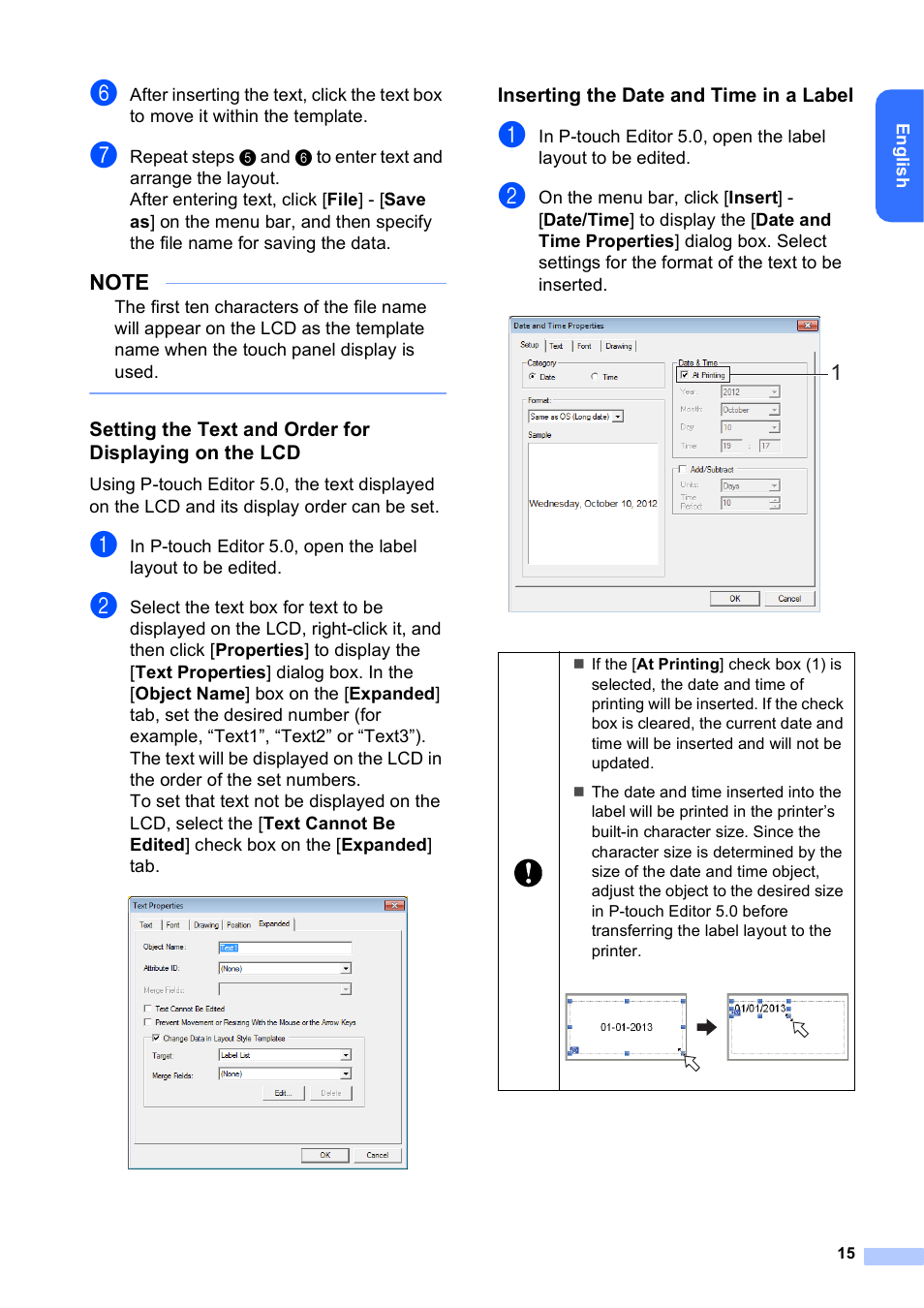 Inserting the date and time in a label | Brother TD-2120N User Manual | Page 16 / 27