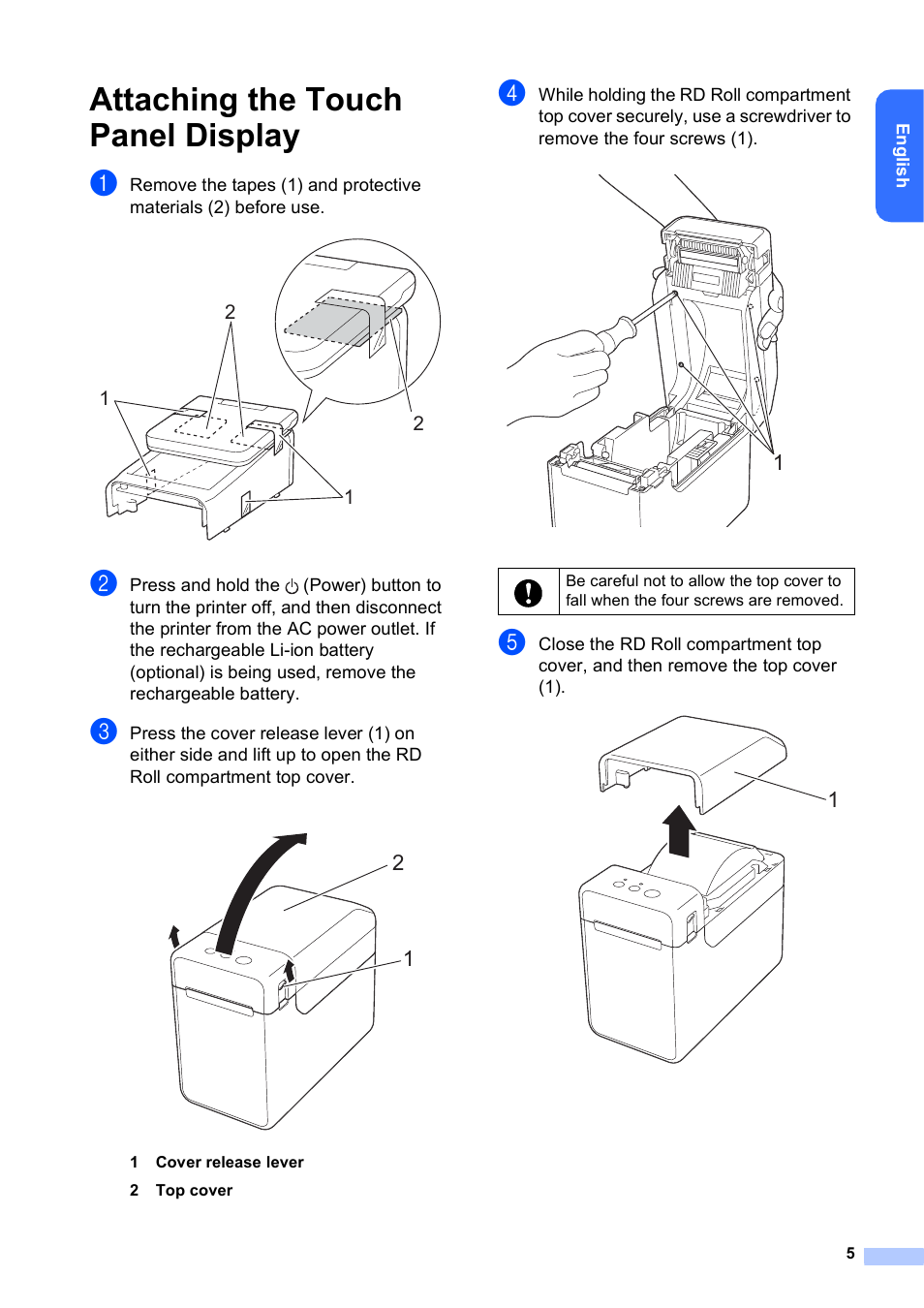 Attaching the touch panel display | Brother TD-2120N User Manual | Page 6 / 27