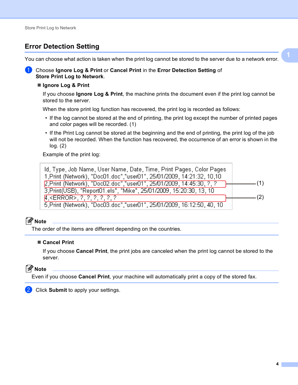 Error detection setting, 1error detection setting | Brother MFC 8480DN User Manual | Page 6 / 10